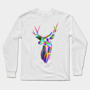 Coloured Faceted Stag Trophy Head Long Sleeve T-Shirt